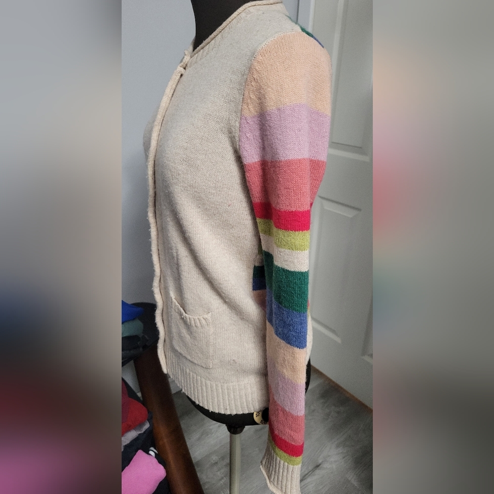 Small Heyton Rainbow Cardigan With Lambswool Blend - Picture 2 of 5